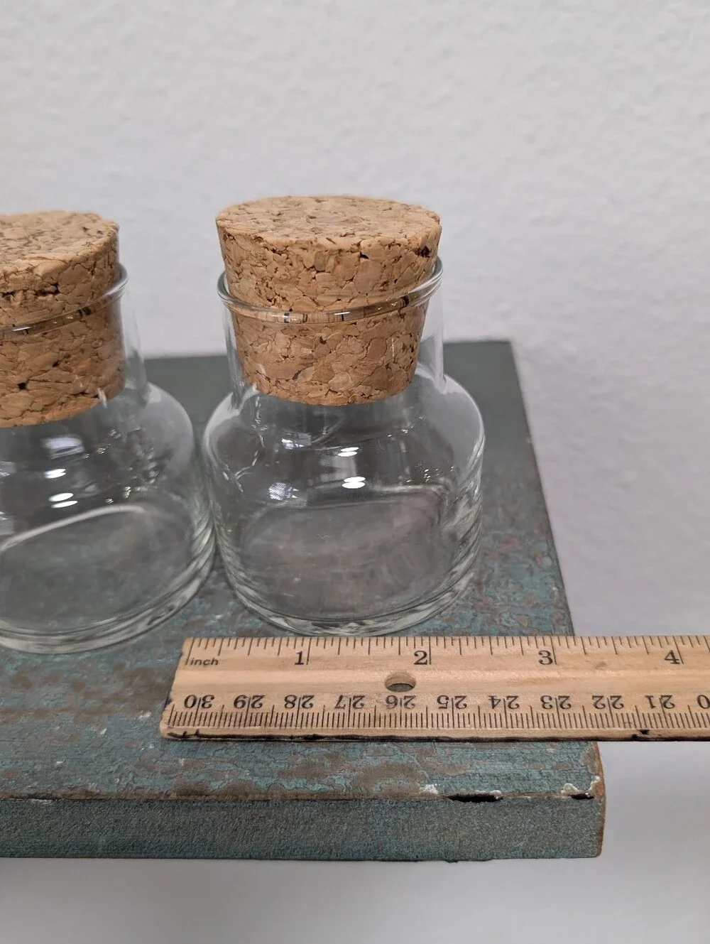 Small 3” Cylinder Clear Glass Apothecary Jars With Cork Lid Stoppers, Set Of 5